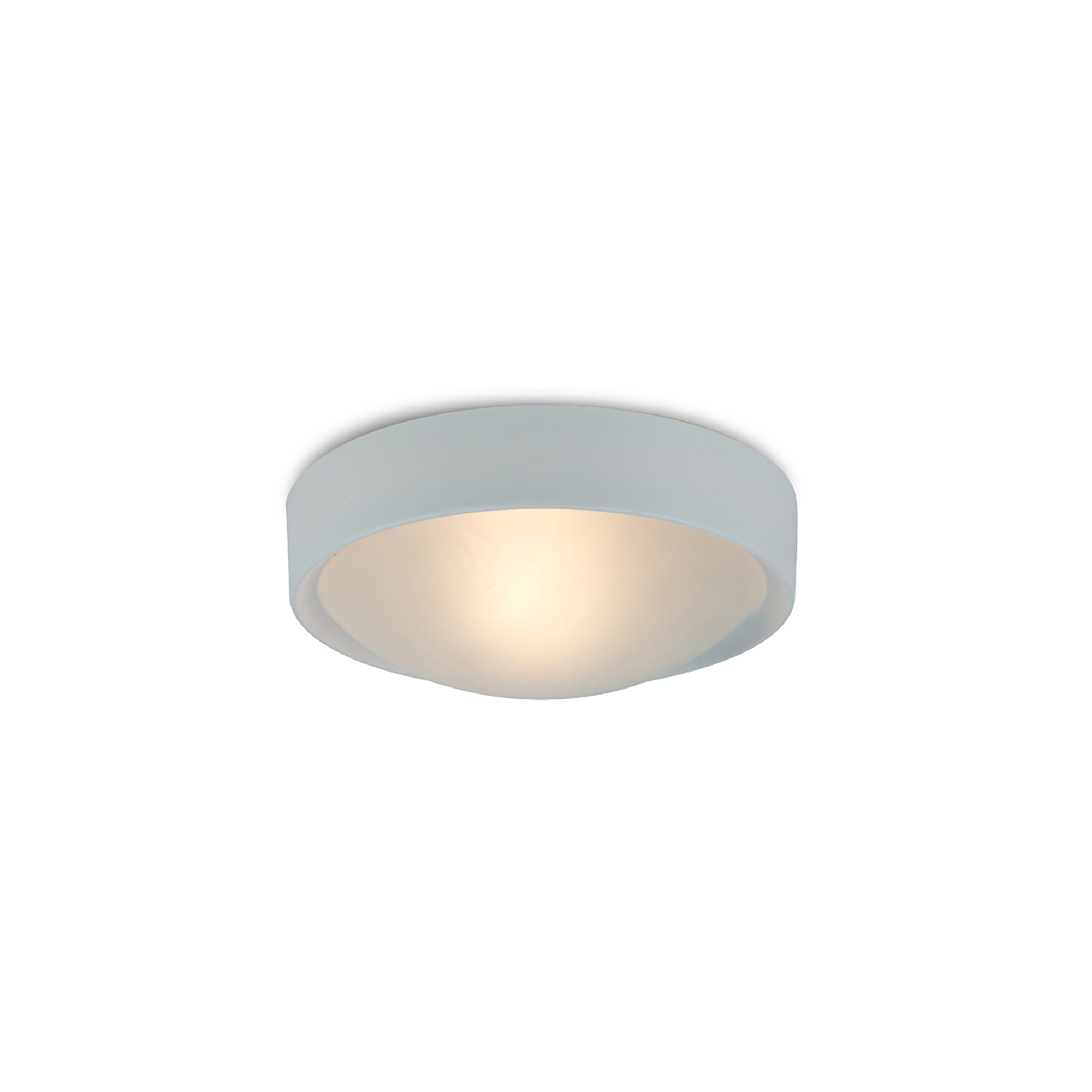 D0398  Rondo Glass IP44 Flush Ceiling 1 Light White, Frosted